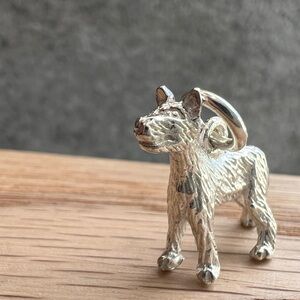 Dog Charm Vintage Sterling Silver 925 Standing Terrier Pendant NOS